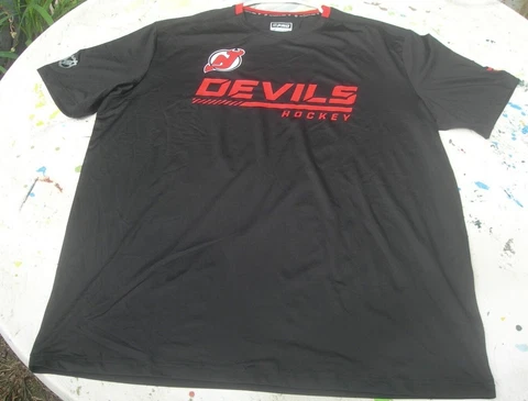 FANATICS & NHL SIZE 2XL MENS NEW JERSEY DEVILS BLACK HOCKEY SHIRT Cover