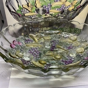 Rainbow Mist by Indiana Glass 12" Oval Decorative Glass Bowl Colored Fruit - Picture 1 of 3