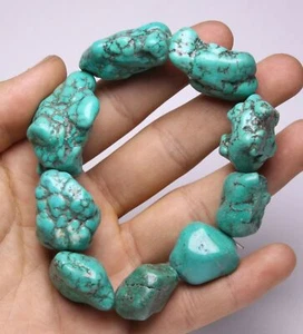 9CM China Hongshan Culture Turquoise Carve Rough Stone Bracelet Hand chain - Picture 1 of 6