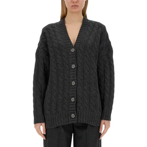 Theory cardigan long-sleeved cable-knit cardigan in dark grey RRP £504 Wool 90% - Picture 1 of 11