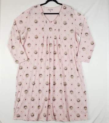 Betty Boop Nightgown Womens 3X All Over Rose Print Long Sleeve Age Spots Pink - Image 1 of 4
