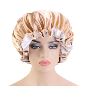 Ladies Satin Wrap Night Sleep Hat Hair Care Bonnet Chemo Cap Head Cover Adjust - Picture 1 of 74
