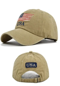 New Embroidered USA American Flag Cotton Adjustable Baseball Hat Cap NEW COLORS - Picture 1 of 16