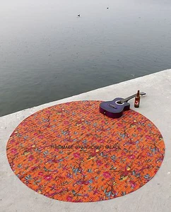 Colcha De Algodón India Reversible Kantha Manta Redonda Tapiz Playa - Imagen 1 de 3