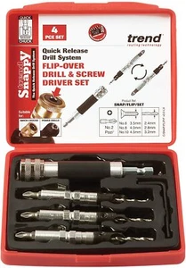 Flip Driver Set of 4 Pieces - 1/4 hex Shank SNAP/FLIP/SET Snappy of Trend - Picture 1 of 8