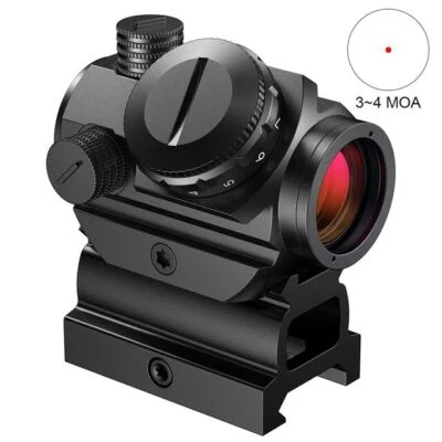 New 1x22mm Red Dot Sight 3 MOA Optics Tactical Rifle Scope w/Riser Mount - Image 1 of 4