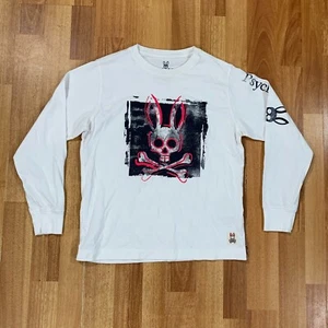 Camisa Psycho Bunny Niños Talla Mediana 10-12 Blanca Negra Gráfica Manga Corta - Imagen 1 de 10