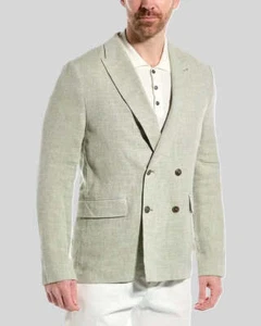 Ted Baker Herren Blazer Zweireiher Oadby Strukturiert Leinen Grün Größe 4 $ 575 - Bild 1 von 12