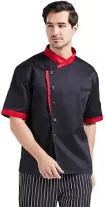 Chef Coat Short Sleeve Jacket for Kitchen Restaurant Hotel Bakery Uniform - Picture 1 of 6