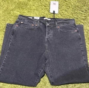NWT levis Premium Women Wedgie Skinny Black Distressed Jeans 14W Frayed Ankles - Picture 1 of 6