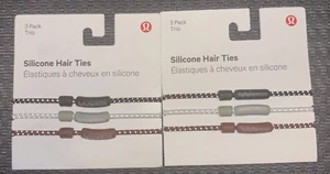 NWT 2 Packs Of Lululemon Silicone Hair Ties Black Brown Grey Minimalist Yoga - Picture 1 of 7