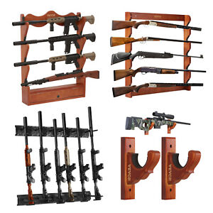VEVOE Gun Rack Wood Metal Gun Rack Wall Mount Gun Display Racks Max 5 Guns