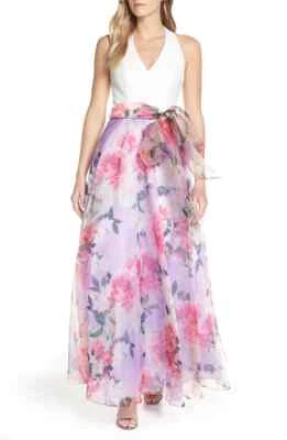 Eliza J Floral Chiffon Skirt Ballgown (size 4) - Image 1 of 4