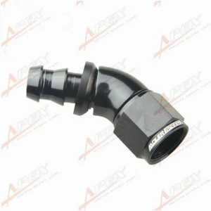 45 Degree 8AN AN-8 Push On Lock One Piece  Hose End Fitting Black - Picture 1 of 5