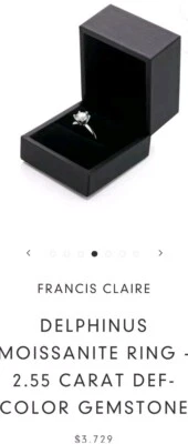 Nuevo Anillo Francis Claire DELPHINUS Moissanita 2.55 Ct Talla 7 DEF Color Piedras Preciosas  Foto 1 de 4