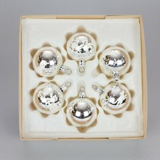 Set 6 palle albero Natale argento christmas decoration silver vintage