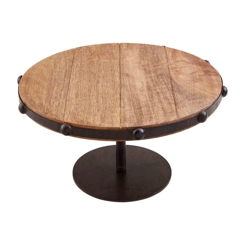 Elevador para servir alimentos con borde de cuentas de madera y metal Mud Pie Home 10" x 5" Foto 1 de 1