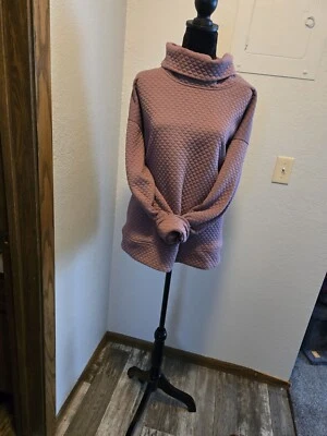 Jones New York Quilted Cowl Neck Womens Hoodie Medium PURPLE Pullover Sweatshirt - Image 1 of 2