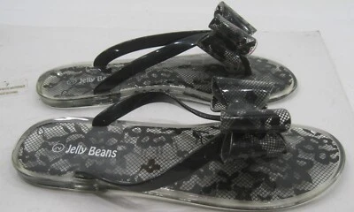 jelly beans novo preto/claro flip flop arco praia linda geléia sandália menina tamanho 2 - Imagem 1 de 4