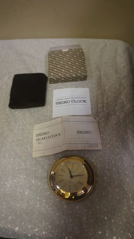 Vtg Seiko Quartz Gold Tone Travel Folding Alarm Clock Japan Rare PARTS OR REPAIR Cover