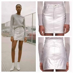 NEU Rag & Bone | Metallic Moos Leder Rock Damen Größe 26 - Bild 1 von 11