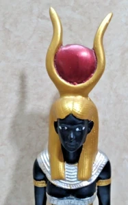 Antigua estatua egipcia de 13" - Diosa Isis, Dios del amor y la magia con disco solar - Imagen 1 de 22