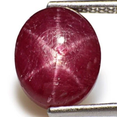 AIGS Certified INDIA Star Ruby 5.21 Cts Natural Untreated Purplish Red Oval - Image 1 of 2