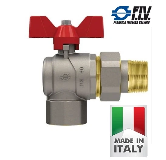 VALVOLA A SFERA A SQUADRA FEMMINA DA 1/2" CON BOCCHETTONE MASCHIO - Immagine 1 di 1