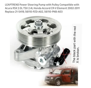 Steering Pump with Pulley Compatible with Acura RSX 2.0L, Honda Accord CR-V - Picture 1 of 21
