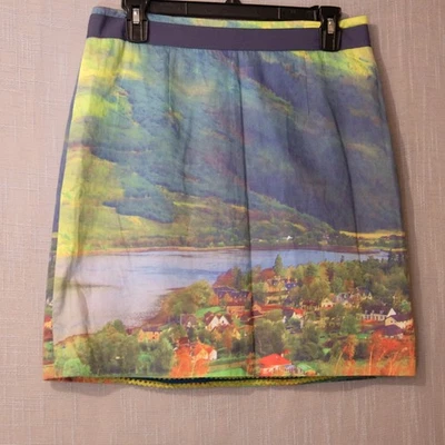 Falda forrada con estampado de paisaje escolar Meadow Rue River para mujer talla 8 #A-33 Foto 1 de 4