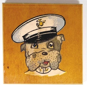 Classic Jiggs The Devil Dog US Marine Corp Mascot Portrait Plaque 1950s - Picture 1 of 10