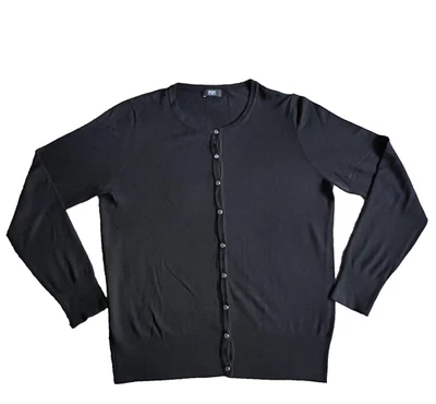 F&F Black Ladies Long Sleeve Round Neck Cardigan in UK 12 *exc cond* classic - Image 1 of 4