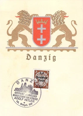 Вторая мировая война Немецкий Третий рейх б/у открытка Данциг 1939 - Изображение 1 из 2