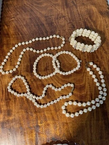 6 Stück Vintage Kunstperlen Konvolut 3 Halsketten 3 Armbänder - Bild 1 von 15