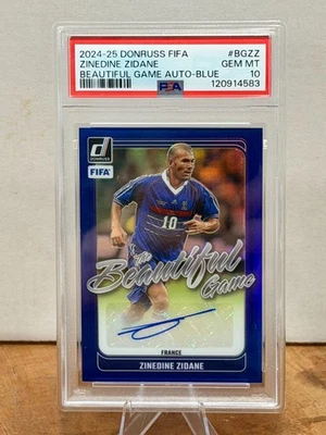 2024-25 Panini Donruss FIFA ZINEDINE ZIDANE Beautiful Game Auto Blue /10 PSA 10 - Image 1 of 2