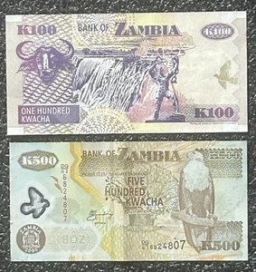 Zambia 🇿🇲 • 100 & 500 Kwacha - Picture 1 of 4