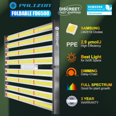 PHLIZON FD6500 Dimmable LED Hydroponics Indoor Grow Light 6x6ft Full spectrum  - Image 1 of 4