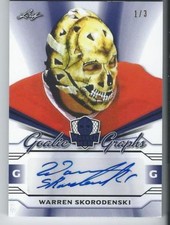 2017-18 Leaf Masked Men Goalie Graphs Autograph WARREN SKORODENSKI Purple 1/3