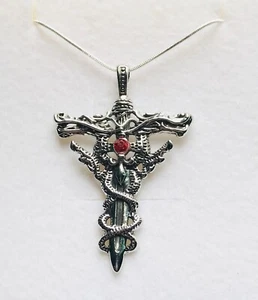 Stunning Dragon Quest Titanium Cross Pendant & 925 Silver Chain With A Twinkle - Picture 1 of 1