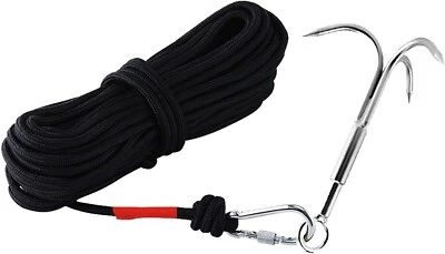 Stainless Steel Outdoor Grappling Hook with 65ft Rope & 3-Claw Climbing Hook - Image 1 of 4