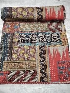 Indian handmade cotton patchwork kantha quilt bohemian bedspread Blanket Throw - Picture 1 of 5