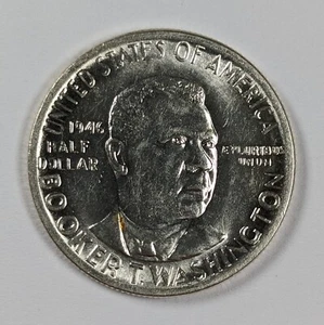 1946 Booker T. Washington Commemorative Silver Half Dollar UNC - Picture 1 of 3