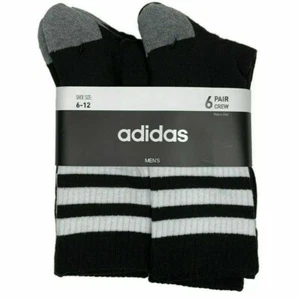 6 Pair Adidas MEN CLIMALITE CREW CUSHIONED DRY Socks BLACK WHITE Large 6-12 $24 - Picture 1 of 4