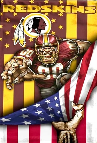 (2) Washington Redskins US Flag Mascot 5x3.5 Waterproof Vinyl Stickers Car Decal Cover