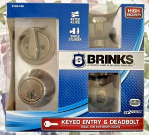 BRINKS 2108-109 KEYED BALL STYLE KNOB & DEADBOLT COMBO PACK - New In Box - Picture 1 of 8