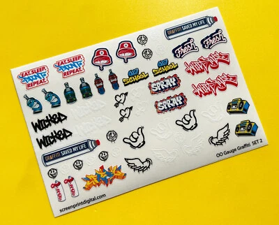 Model Railway GRAFFITI stickers decals HO OO Gauge ideal for coaches, SET2 - Image 1 of 4