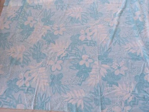 Galey & Lord Vintage Cotton Fabric Teal White Tropical Leaf Design 67x61 - Picture 1 of 8