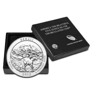 2012-P 5 oz Burnished ATB Denali Silver Coin (Box, CoA) - Picture 1 of 3
