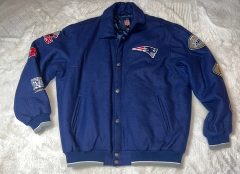 Vtg NFL Tampa Bay BUCCANEERS Spellout Jacket XL Letterman Navy blue Cover