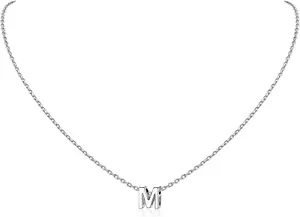 925 Sterling Silver Initial Necklace, Women's Dainty Personalized Letter Pendant - Picture 1 of 38